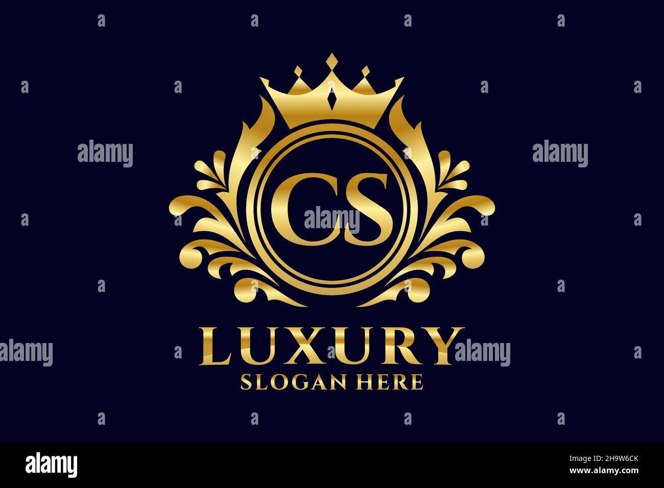 CS Letter Royal Luxury Logo-Vorlage in Vektorgrafik für luxuriöse Branding-Projekte und andere Vektorgrafik. Stock Vektor