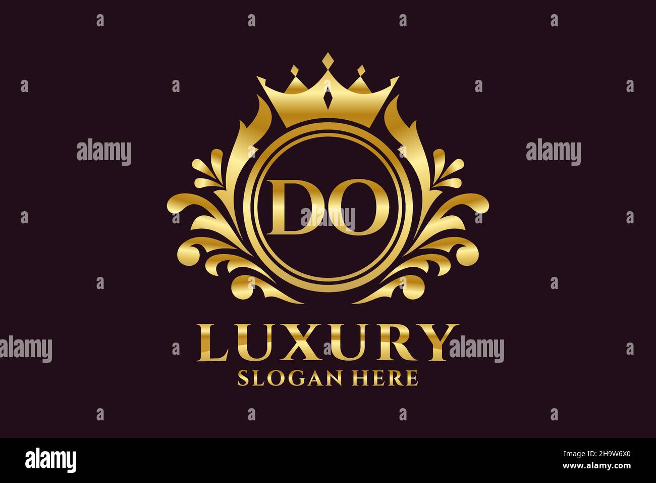 DO Letter Royal Luxury Logo-Vorlage in Vektorgrafik für luxuriöse Branding-Projekte und andere Vektorgrafik. Stock Vektor