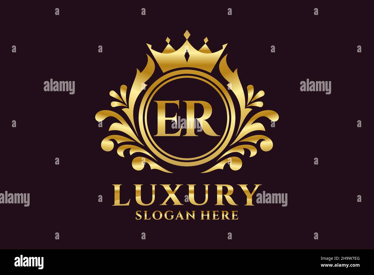ER Letter Royal Luxury Logo Vorlage in Vektorgrafik für luxuriöse Branding-Projekte und andere Vektorgrafik. Stock Vektor