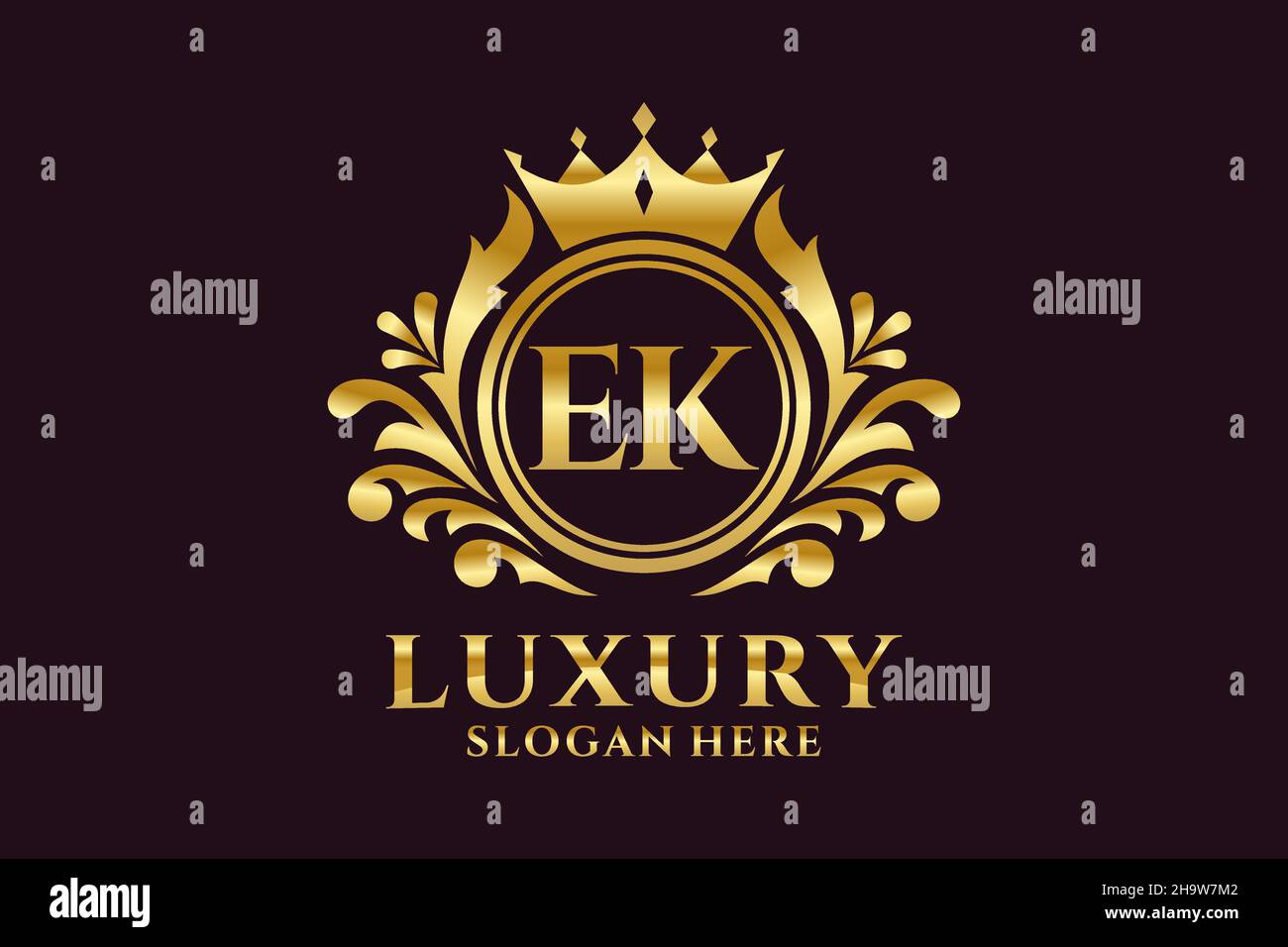 EK Letter Royal Luxury Logo Vorlage in Vektorgrafik für luxuriöse Branding-Projekte und andere Vektorgrafik. Stock Vektor