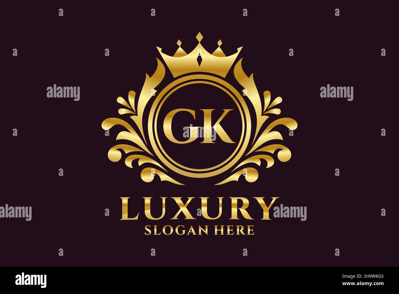 GK Letter Royal Luxury Logo-Vorlage in Vektorgrafik für luxuriöse Branding-Projekte und andere Vektorgrafik. Stock Vektor