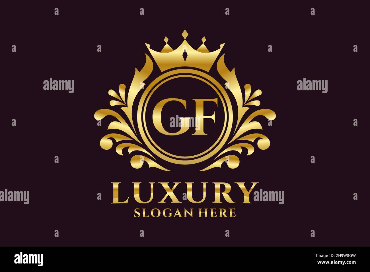 GF Letter Royal Luxury Logo-Vorlage in Vektorgrafik für luxuriöse Branding-Projekte und andere Vektorgrafik. Stock Vektor