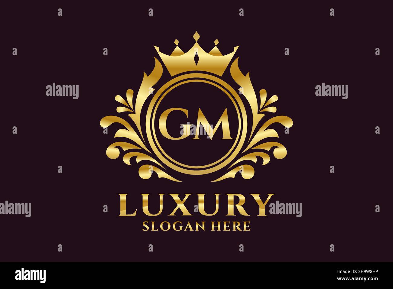 GM Letter Royal Luxury Logo-Vorlage in Vektorgrafik für luxuriöse Branding-Projekte und andere Vektorgrafik. Stock Vektor