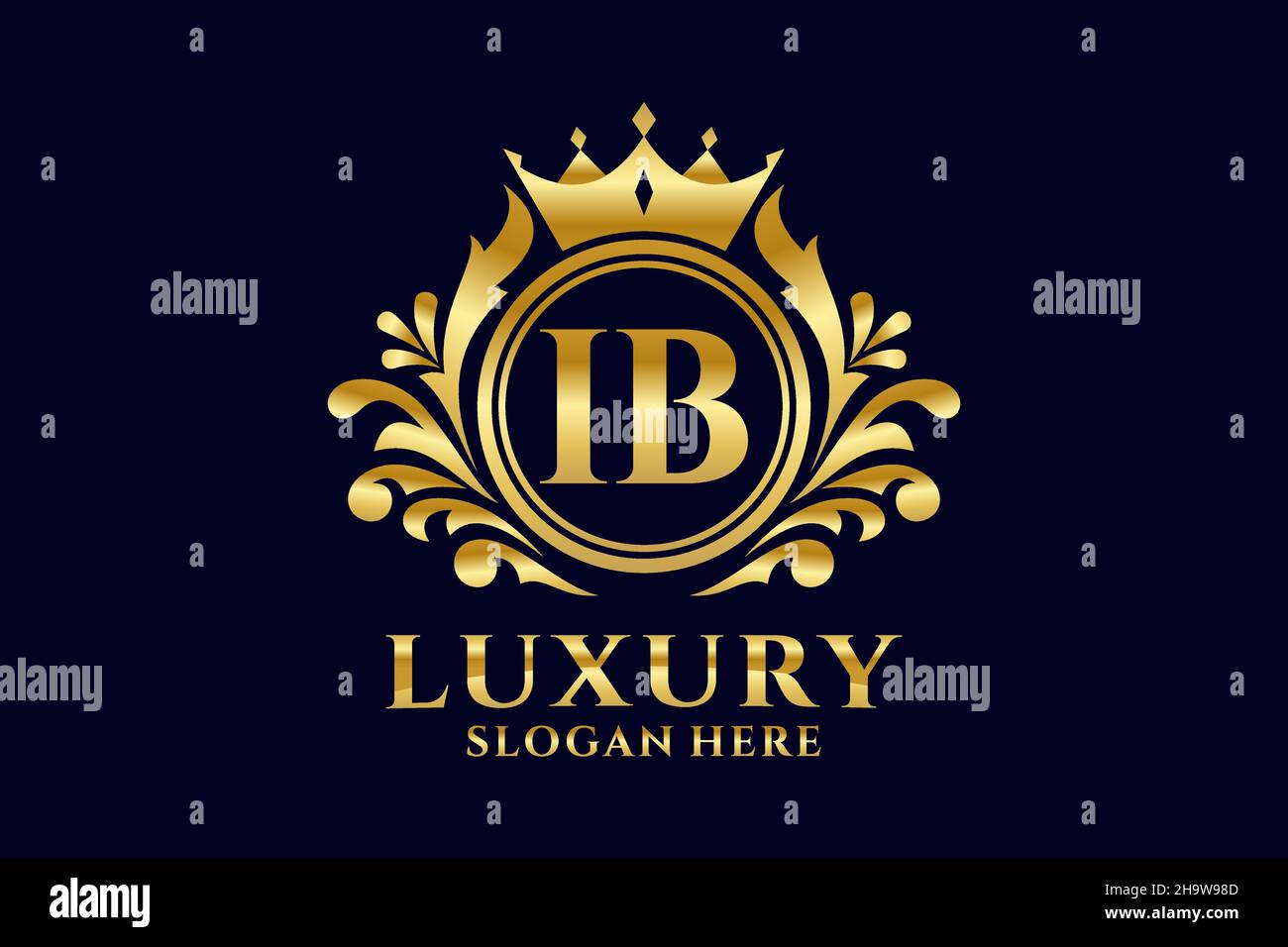 IB Letter Royal Luxury Logo-Vorlage in Vektorgrafik für luxuriöse Branding-Projekte und andere Vektorgrafik. Stock Vektor
