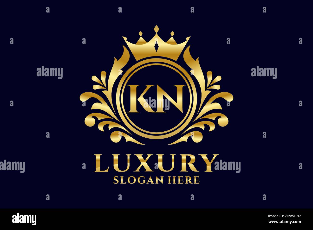 KN Letter Royal Luxury Logo Vorlage in Vektorgrafik für luxuriöse Branding-Projekte und andere Vektorgrafik. Stock Vektor