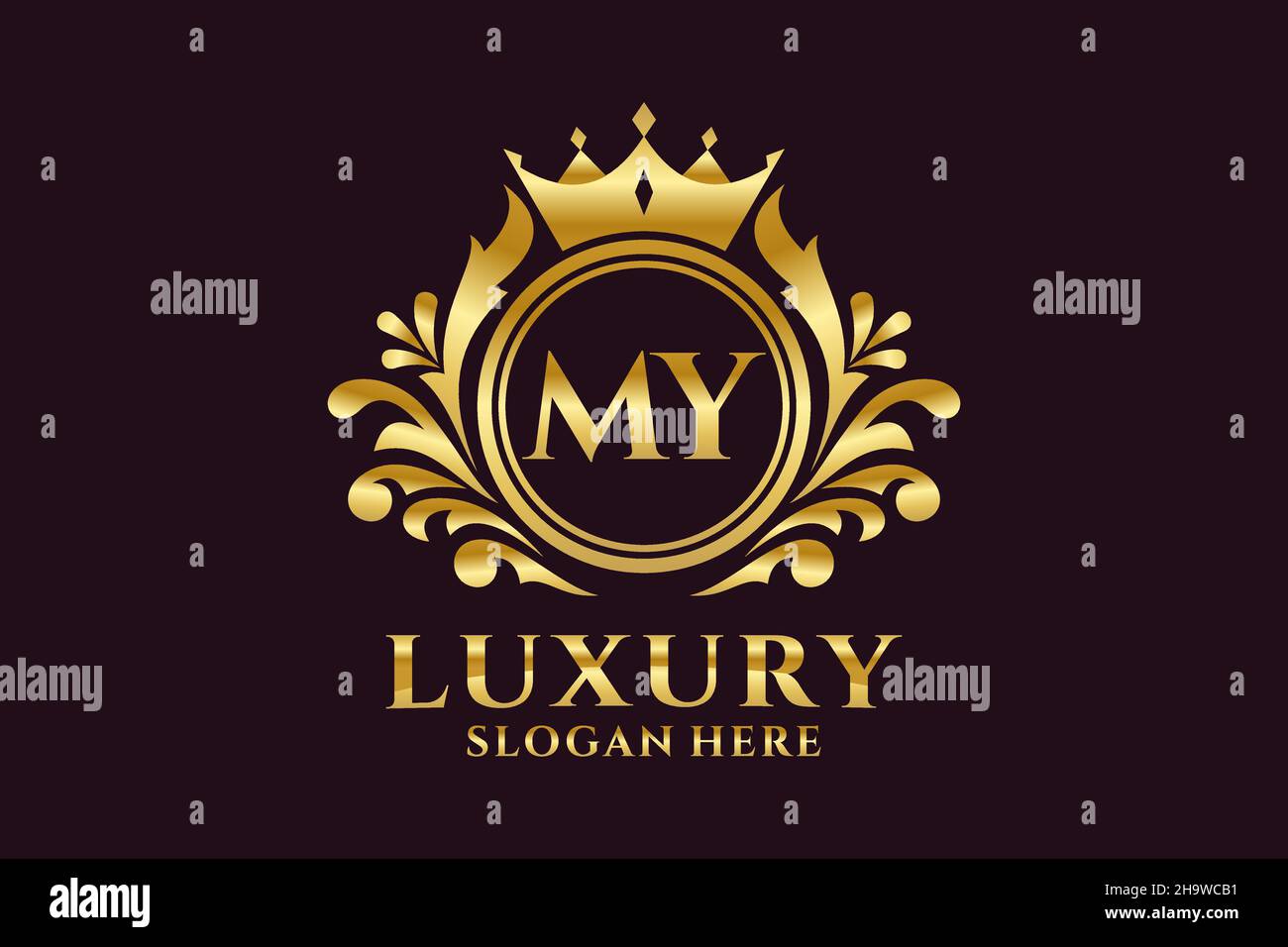 MY Letter Royal Luxury Logo-Vorlage in Vektorgrafik für luxuriöse Branding-Projekte und andere Vektorgrafik. Stock Vektor