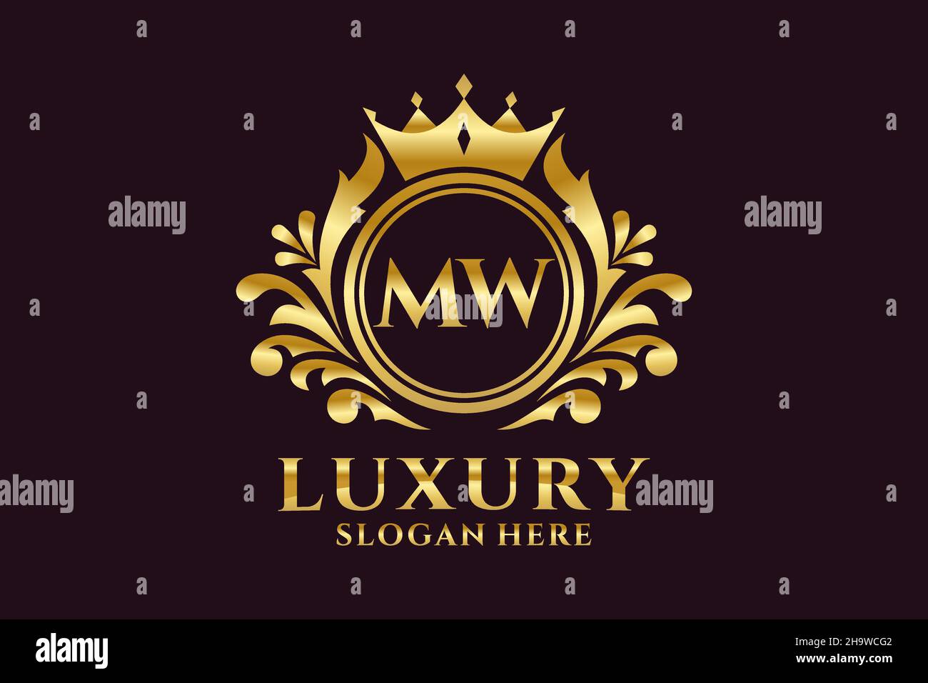 MW Letter Royal Luxury Logo-Vorlage in Vektorgrafik für luxuriöse Branding-Projekte und andere Vektorgrafik. Stock Vektor