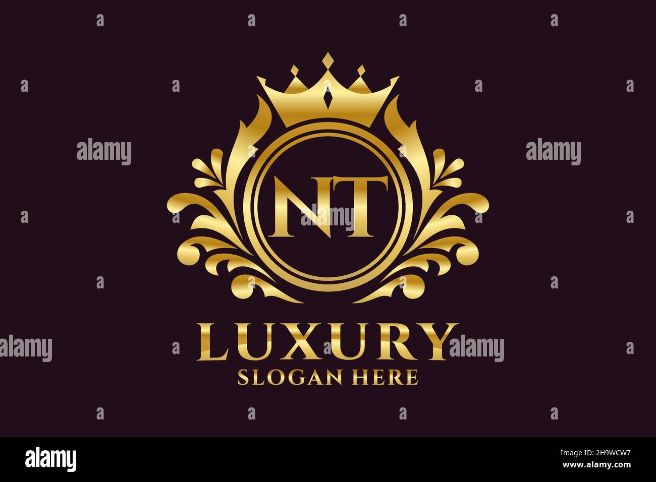 NT Letter Royal Luxury Logo-Vorlage in Vektorgrafik für luxuriöse Branding-Projekte und andere Vektorgrafik. Stock Vektor