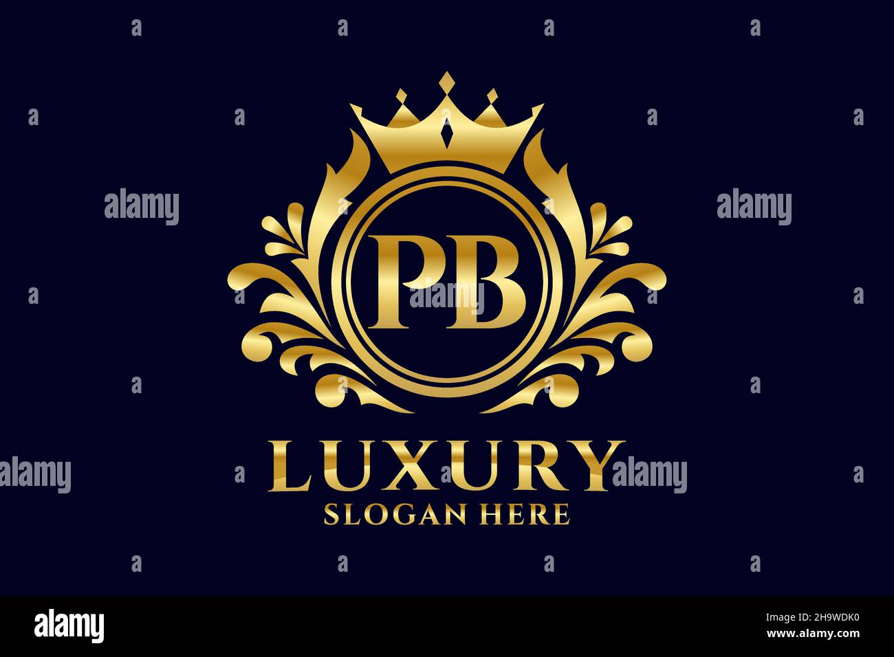 PB Letter Royal Luxury Logo-Vorlage in Vektorgrafik für luxuriöse Branding-Projekte und andere Vektorgrafik. Stock Vektor