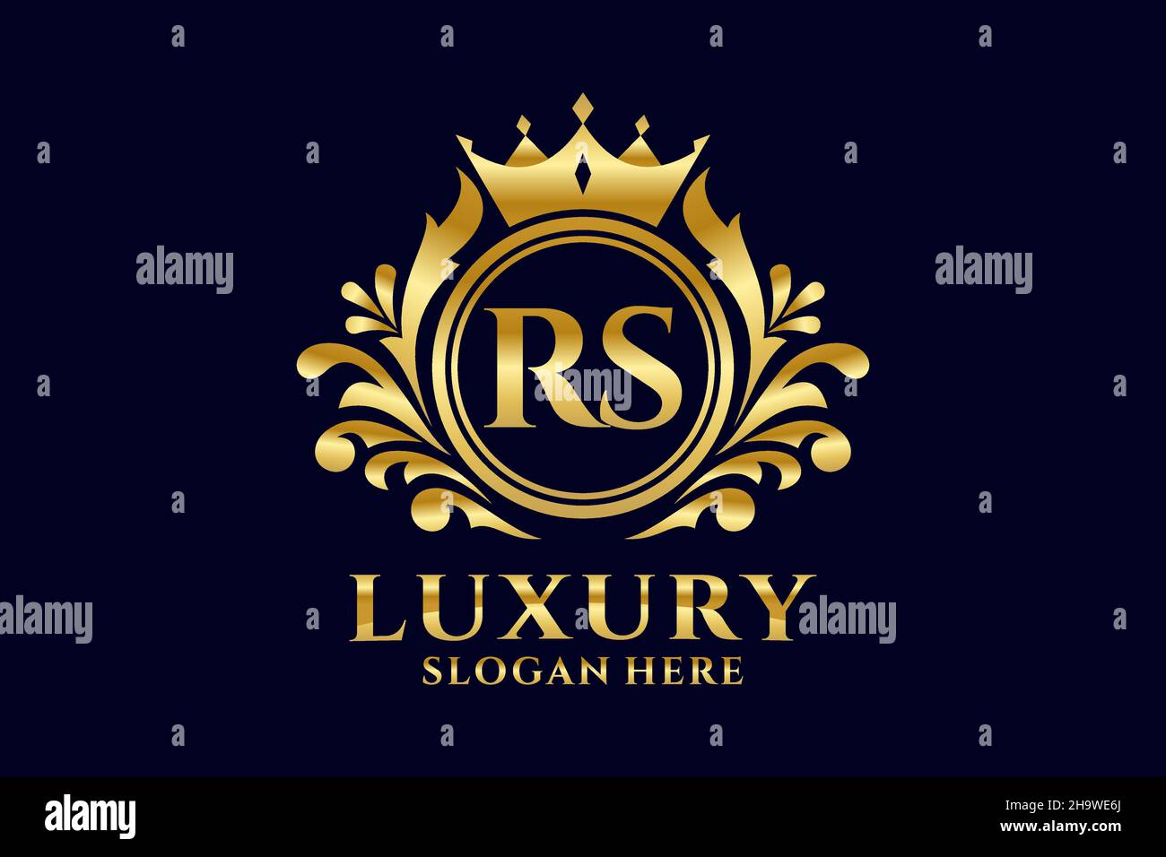 RS Letter Royal Luxury Logo-Vorlage in Vektorgrafik für luxuriöse Branding-Projekte und andere Vektorgrafik. Stock Vektor