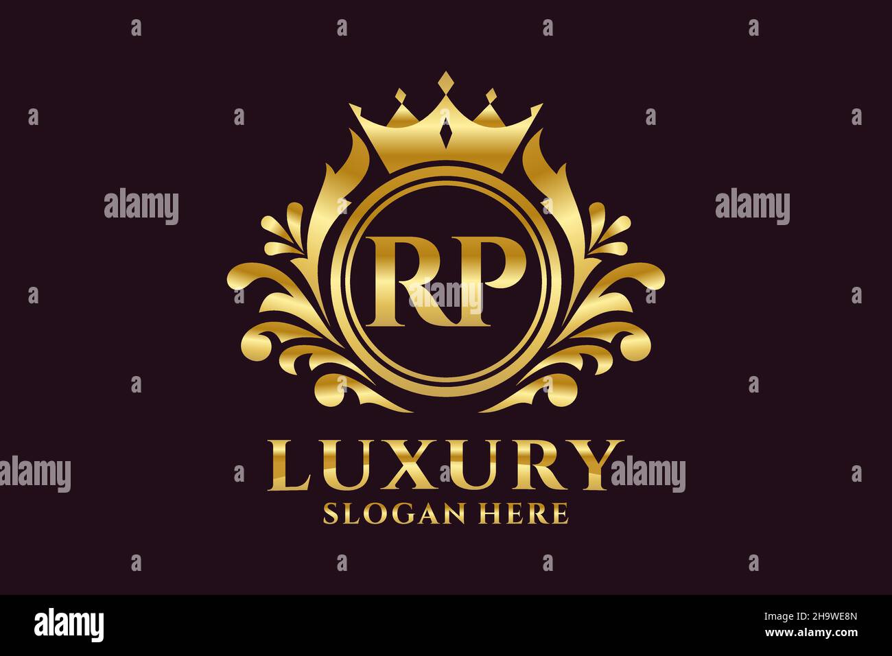 RP Letter Royal Luxury Logo-Vorlage in Vektorgrafik für luxuriöse Branding-Projekte und andere Vektorgrafik. Stock Vektor