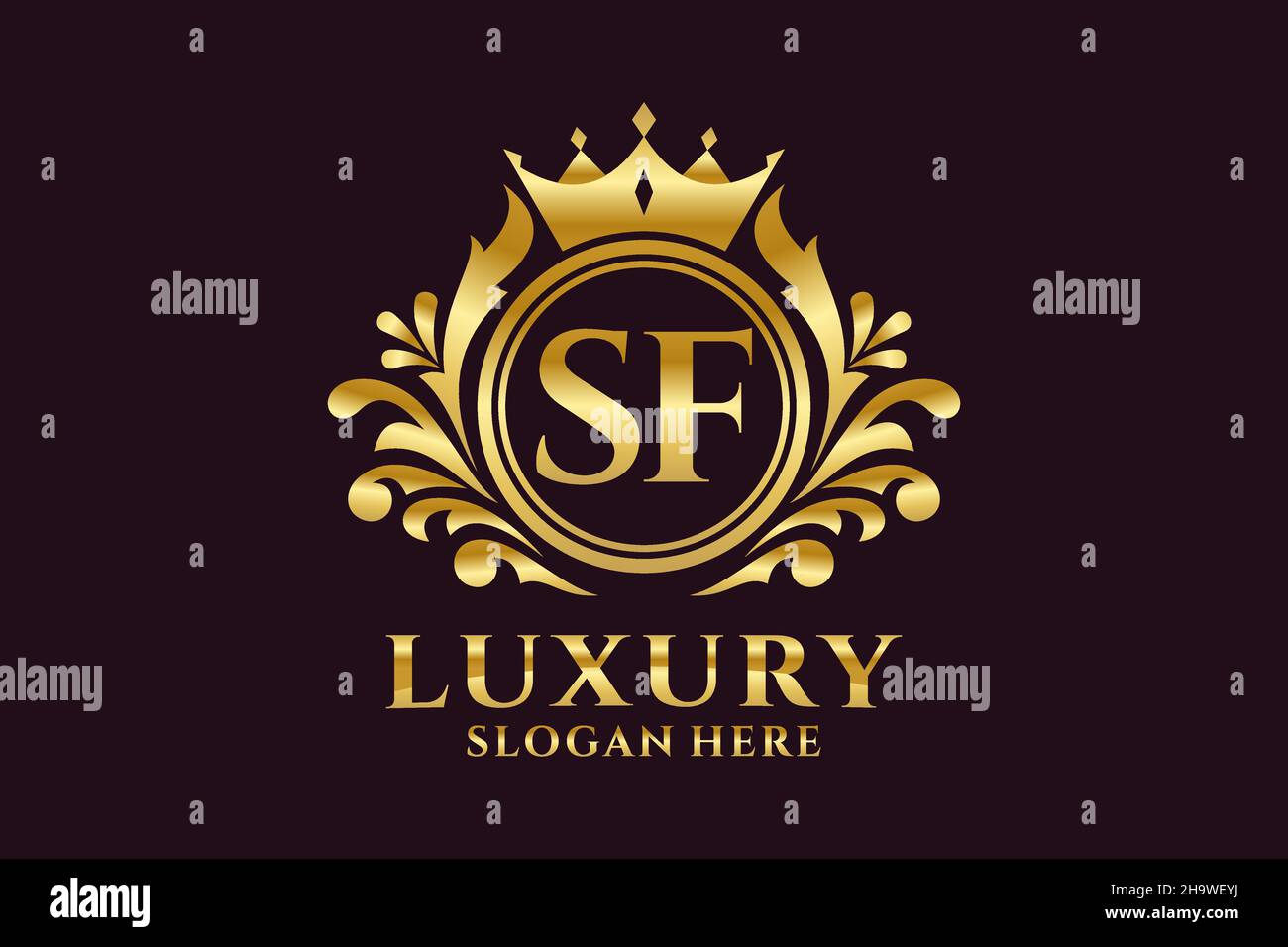 SF Letter Royal Luxury Logo-Vorlage in Vektorgrafik für luxuriöse Branding-Projekte und andere Vektorgrafik. Stock Vektor