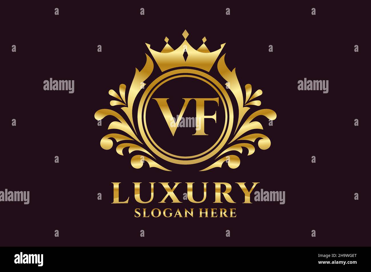 VF Letter Royal Luxury Logo-Vorlage in Vektorgrafik für luxuriöse Branding-Projekte und andere Vektorgrafik. Stock Vektor