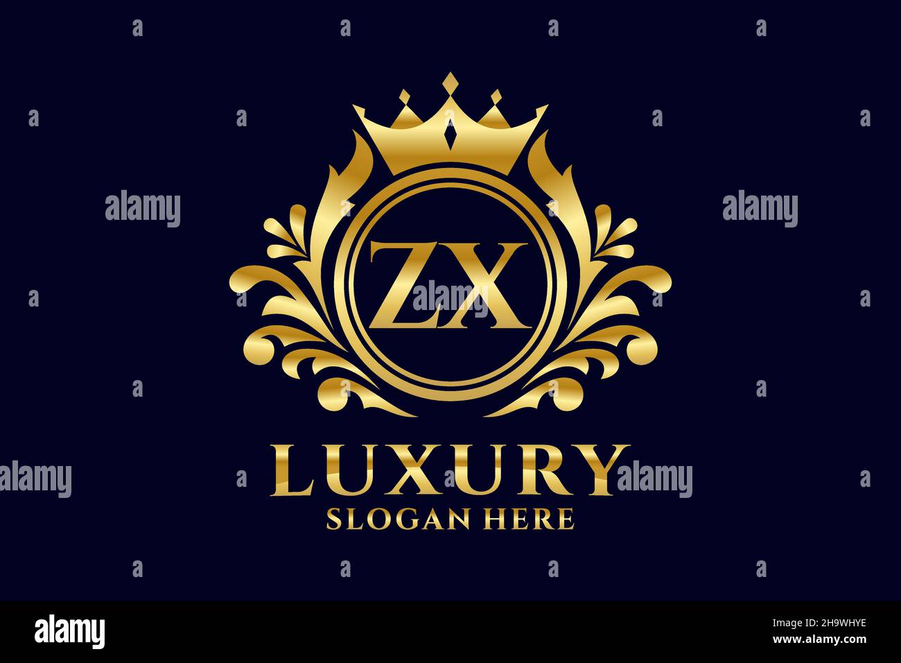 ZX Letter Royal Luxury Logo-Vorlage in Vektorgrafik für luxuriöse Branding-Projekte und andere Vektorgrafik. Stock Vektor