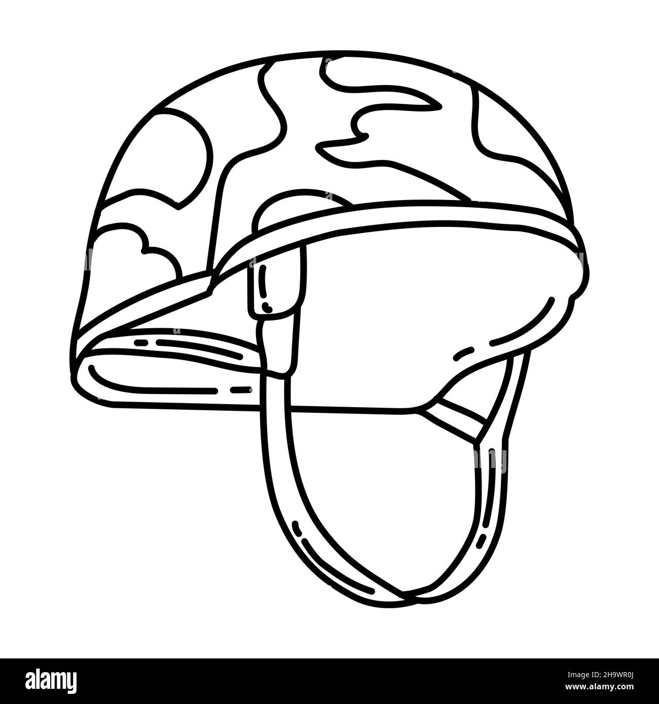 Army Helm Teil der Militär-und Armee-Force-Ausrüstung handgezeichnete Icon-Set Vektor. Stock Vektor