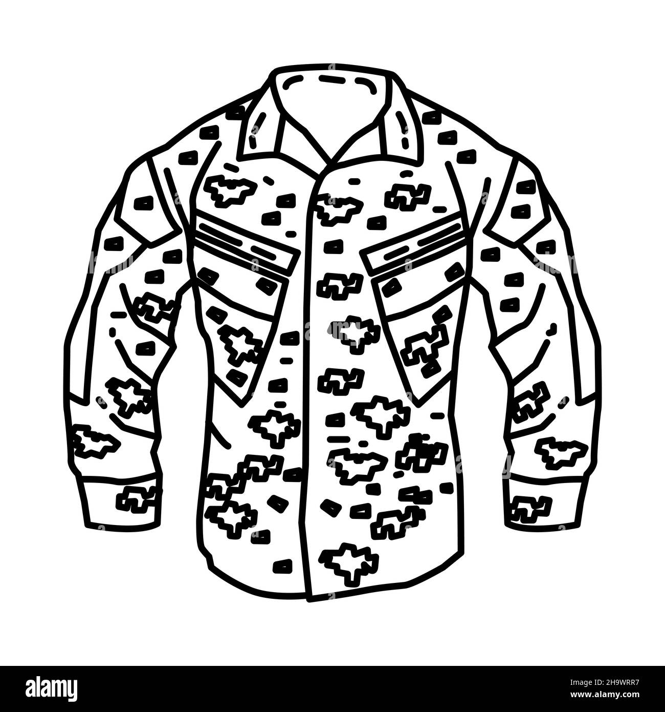 Marine Combat Utility Uniform Teil der Militär-und Marine-Corps Ausrüstung handgezeichnete Icon Set Vektor Stock Vektor