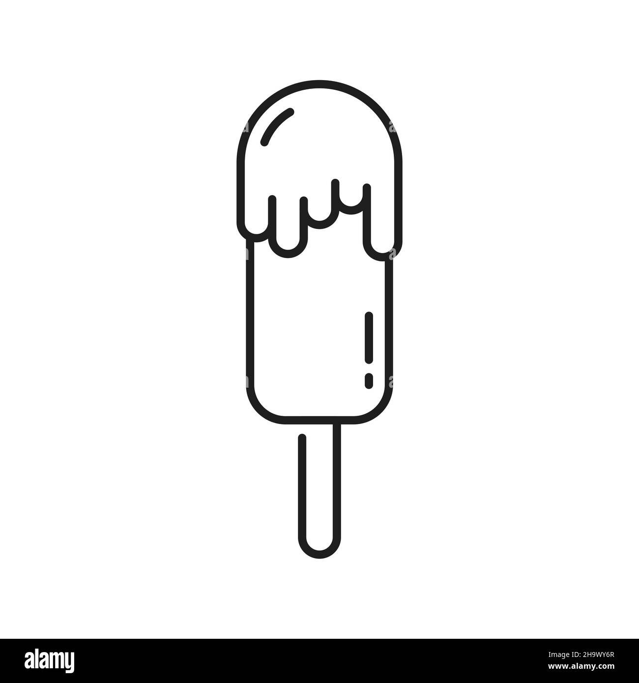 Sorbet in Kakao Belag, kalt schwimmenden sundae, süß eskimo isoliert Kontur Symbol. Vector Takeaway Food, Fastfood Streetfood Snack zum Mitnehmen. Schokolade Stock Vektor
