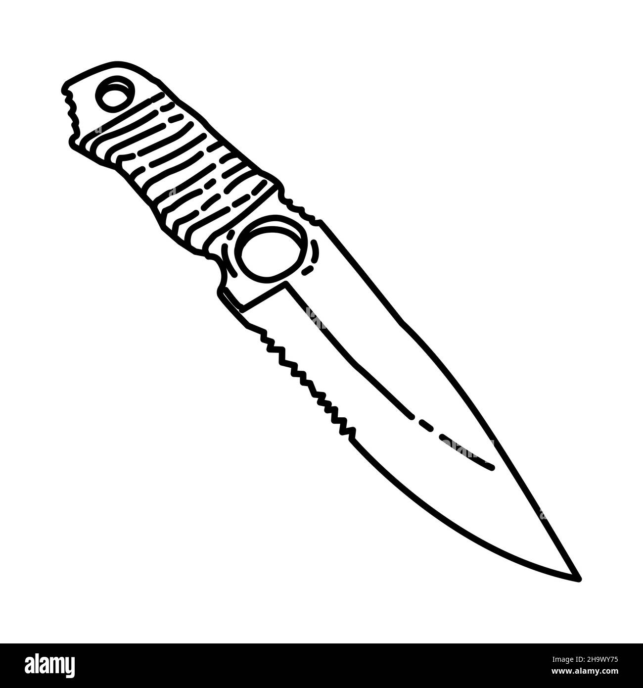 Navy Seal Knife Teil der Militär-und Navy Force Ausrüstung handgezeichnete Icon Set Vektor. Stock Vektor