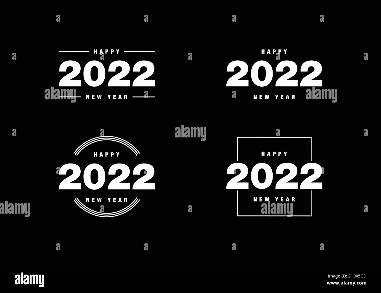 Großes Set von 2022 Happy New Year Vector Design Stock Vektor