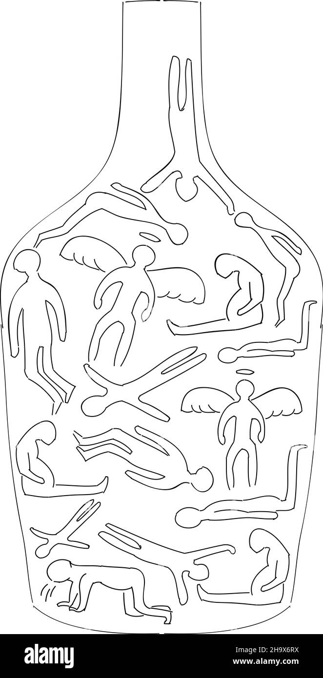 Silhouetten von betrunkenen Körpern. Vektorgrafik. Stock Vektor