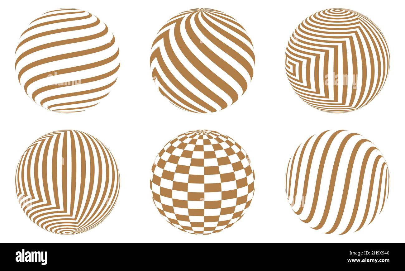 Goldene und weiße Vektorkugel der Linien für die Gestaltung des Logos. Symbolsatz oder Symbolsammlung Stock Vektor