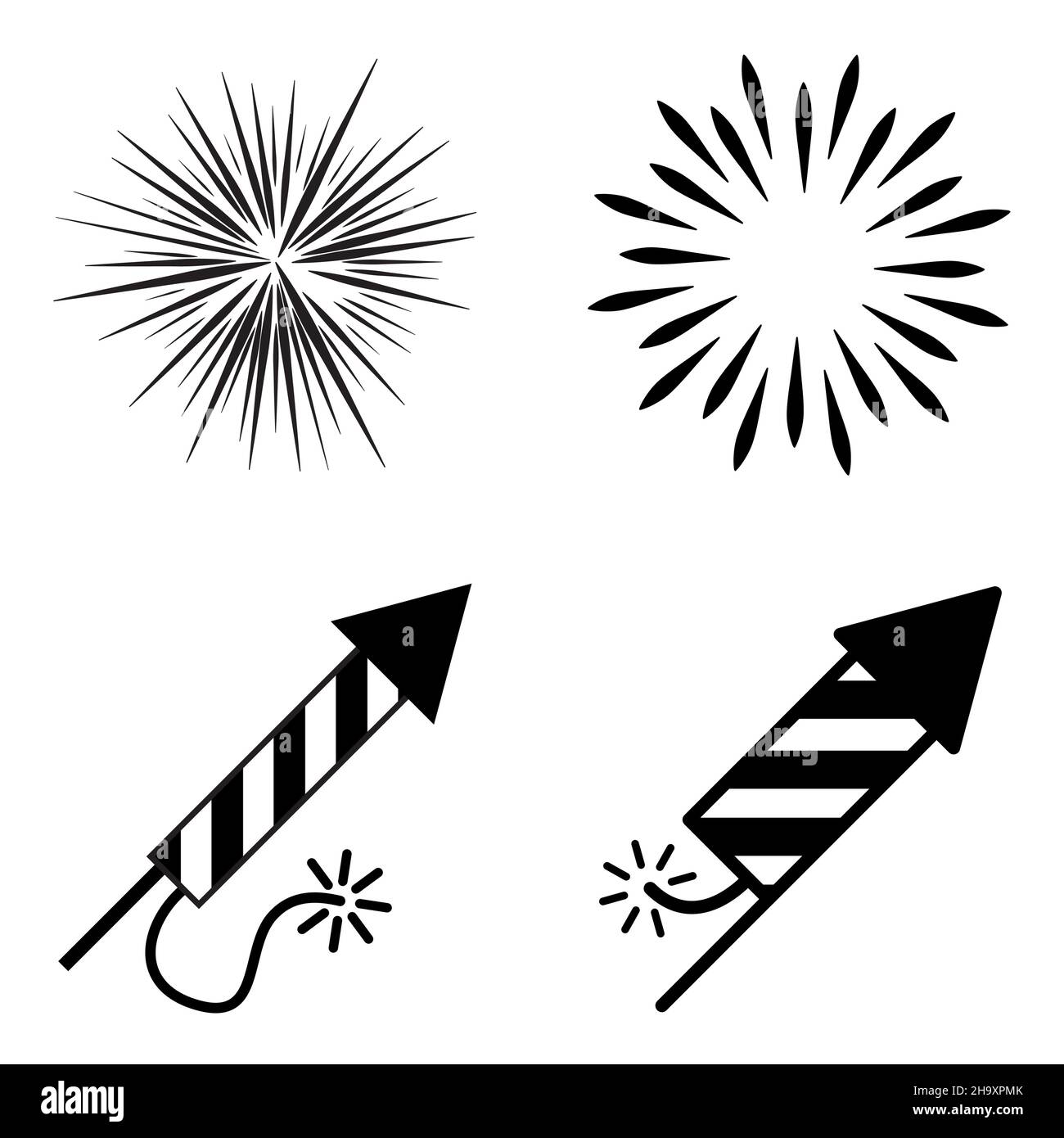 Symbol für das neue Jahr eingestellt. Umriss und Silhouette Symbol Kollektion. Stock Vektor