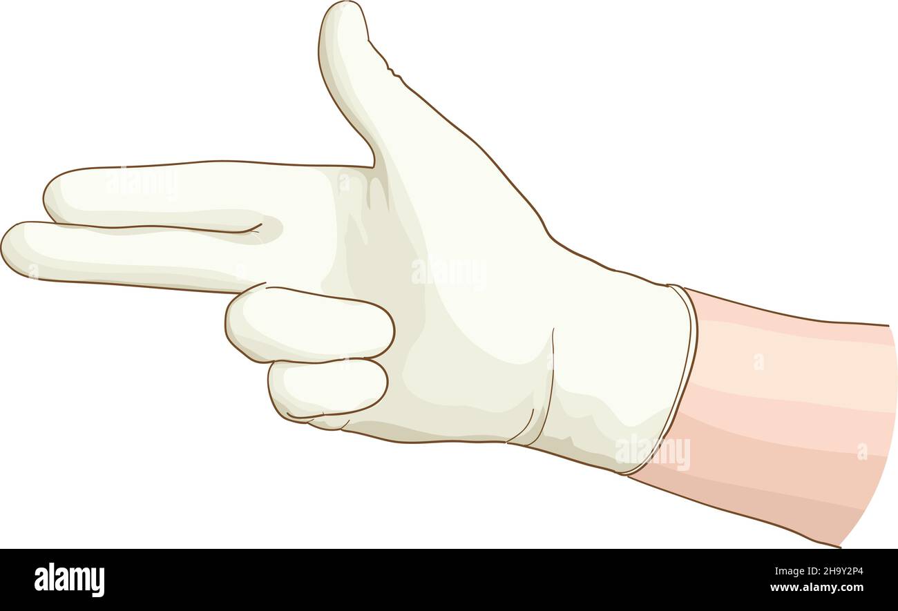 Gynäkologe Hand mit einem Latexhandschuh. Vektorgrafik. Stock Vektor