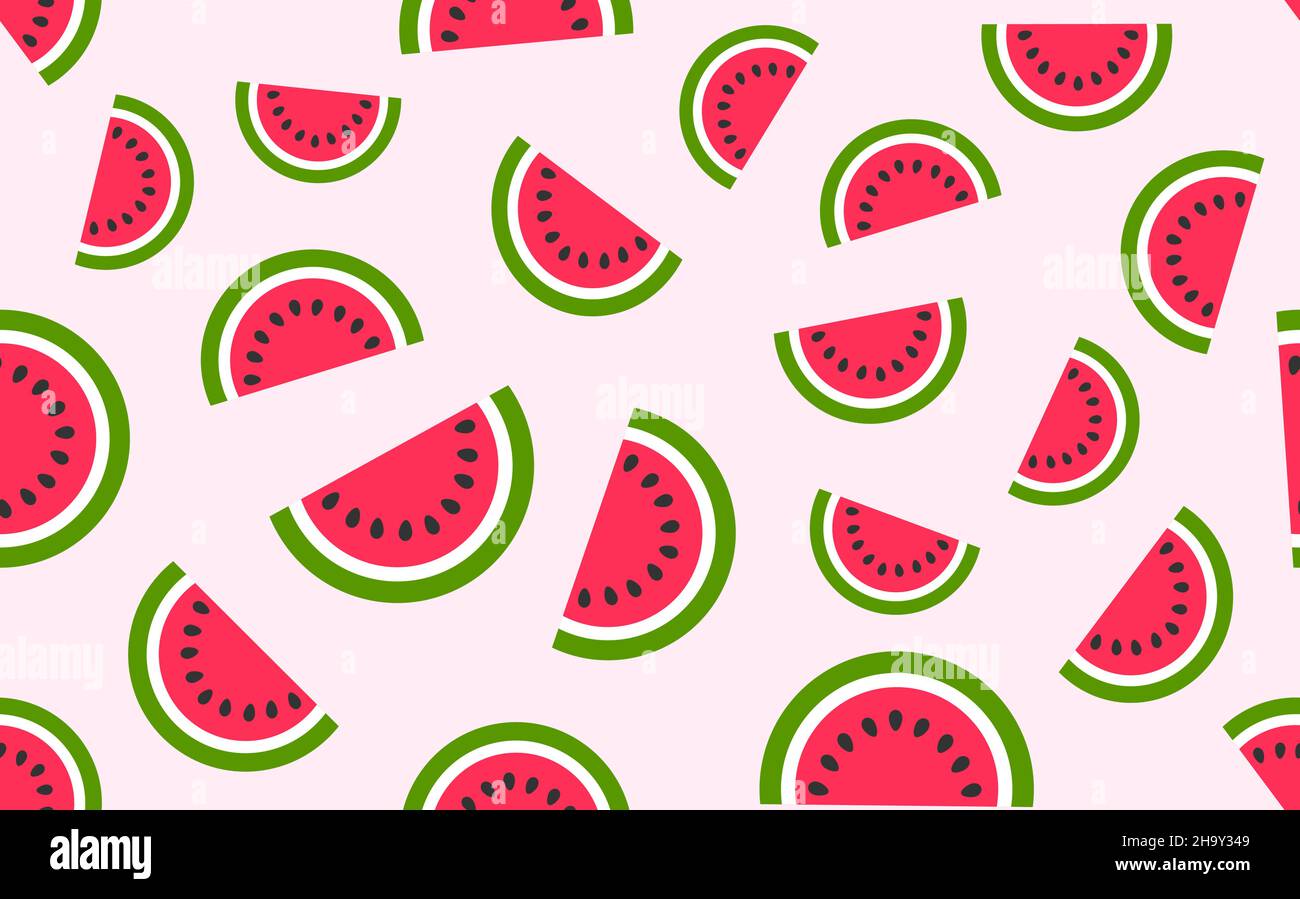 Wassermelone Scheiben Obst Sommer nahtlose Muster. Vektorgrafik. Stock Vektor