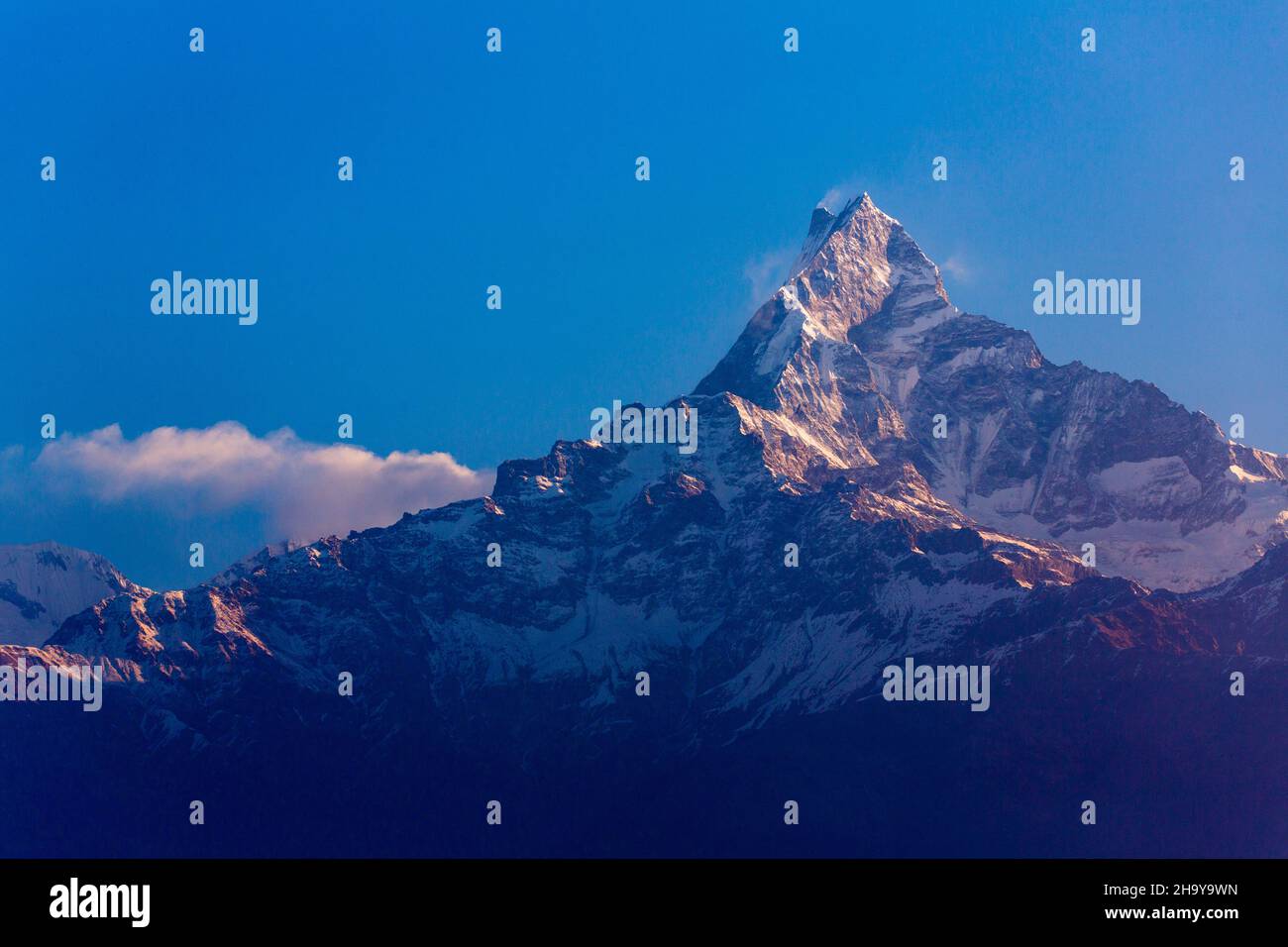 Machhapuchare oder Fischschwanz, Höhe 6993 m oder 22.943 ft, in der Annapurna Range des Himalaya. Nepal. Stockfoto