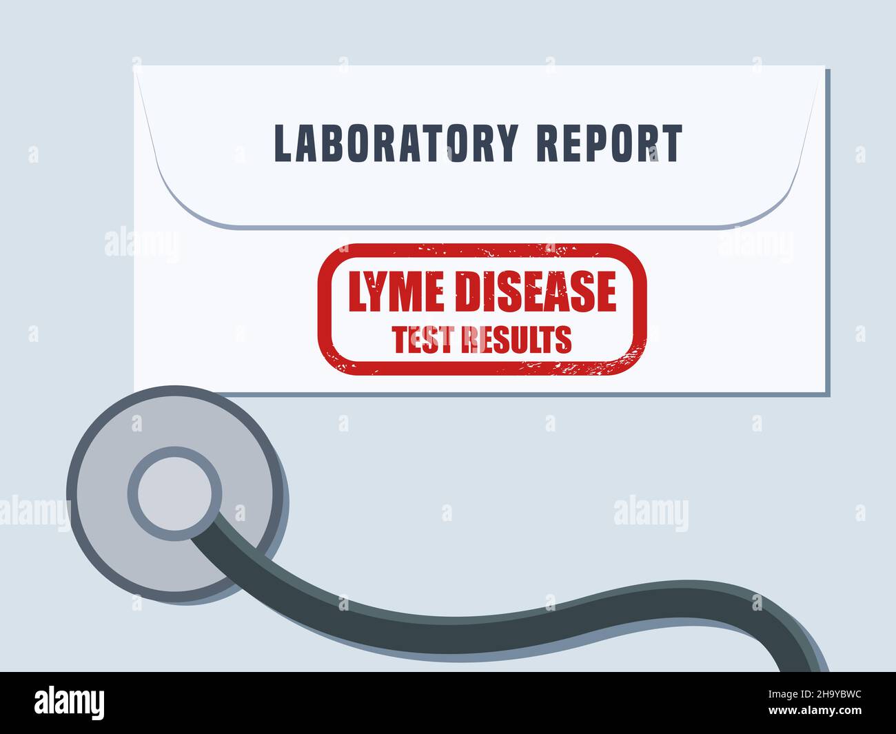 Lyme-Borreliose Bluttest Ergebnisse Umschlag. Medizinischer Laborbericht zum Gesundheits-Screening - Vektordarstellung. Stock Vektor