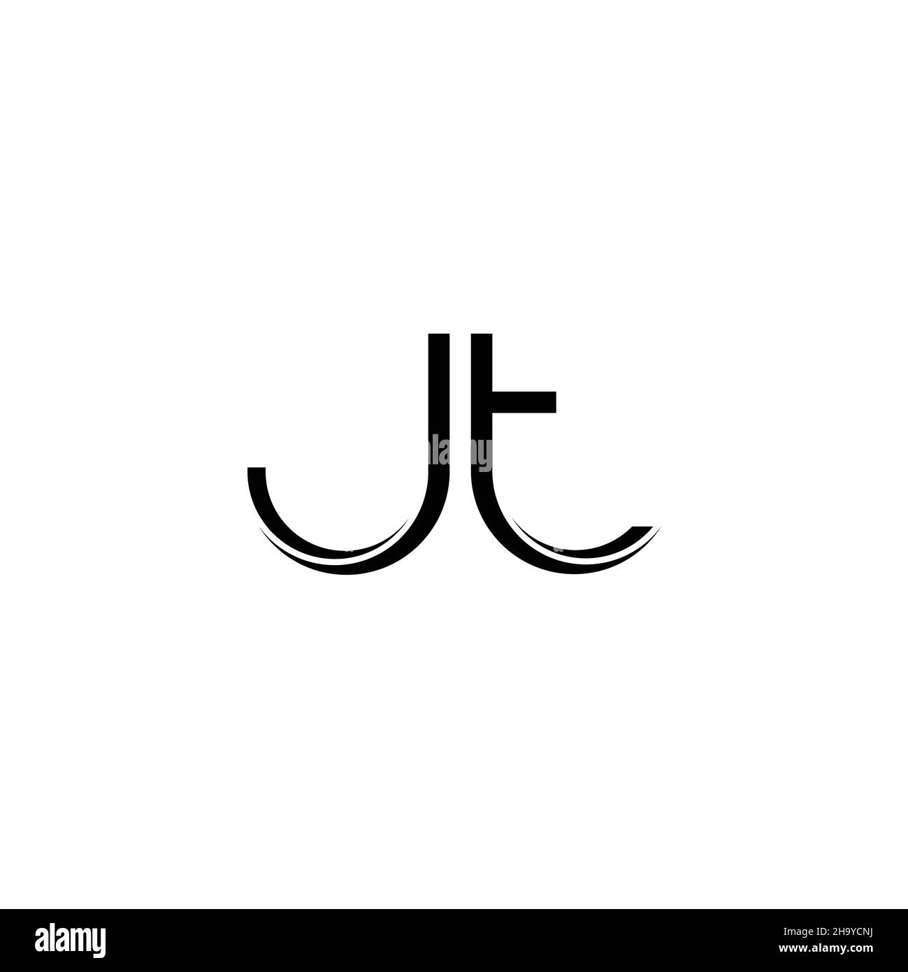 JT Logo-Monogramm mit abgerundeter moderner Design-Vorlage auf weißem Hintergrund isoliert Stock Vektor