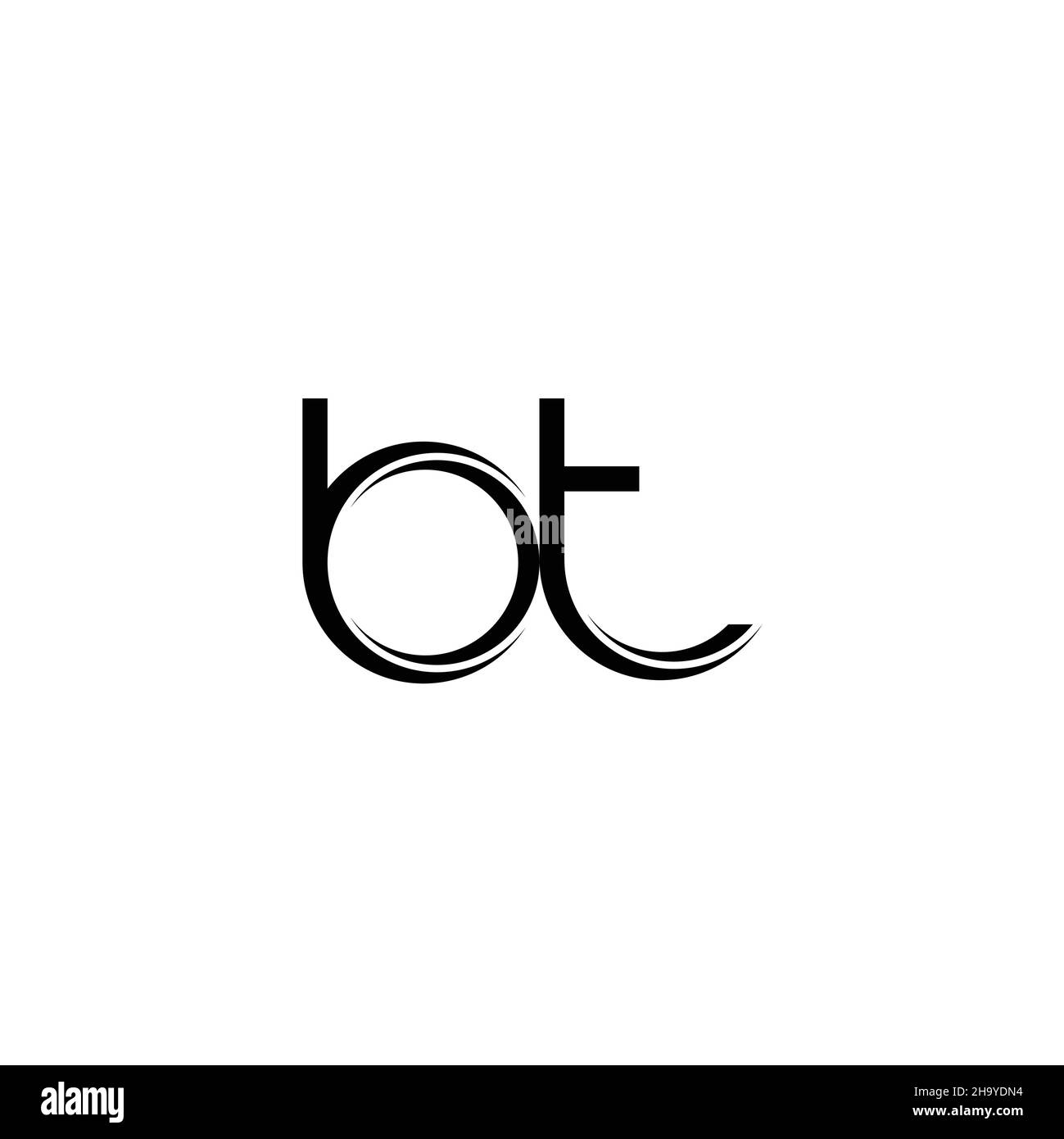 BT-Logo-Monogramm mit abgerundeter moderner Design-Vorlage auf weißem Hintergrund isoliert Stock Vektor