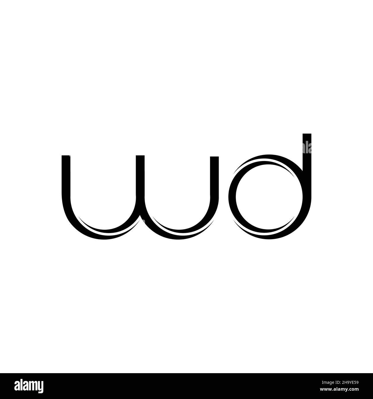 WD-Logo-Monogramm mit abgerundeter moderner Design-Vorlage auf weißem Hintergrund isoliert Stock Vektor