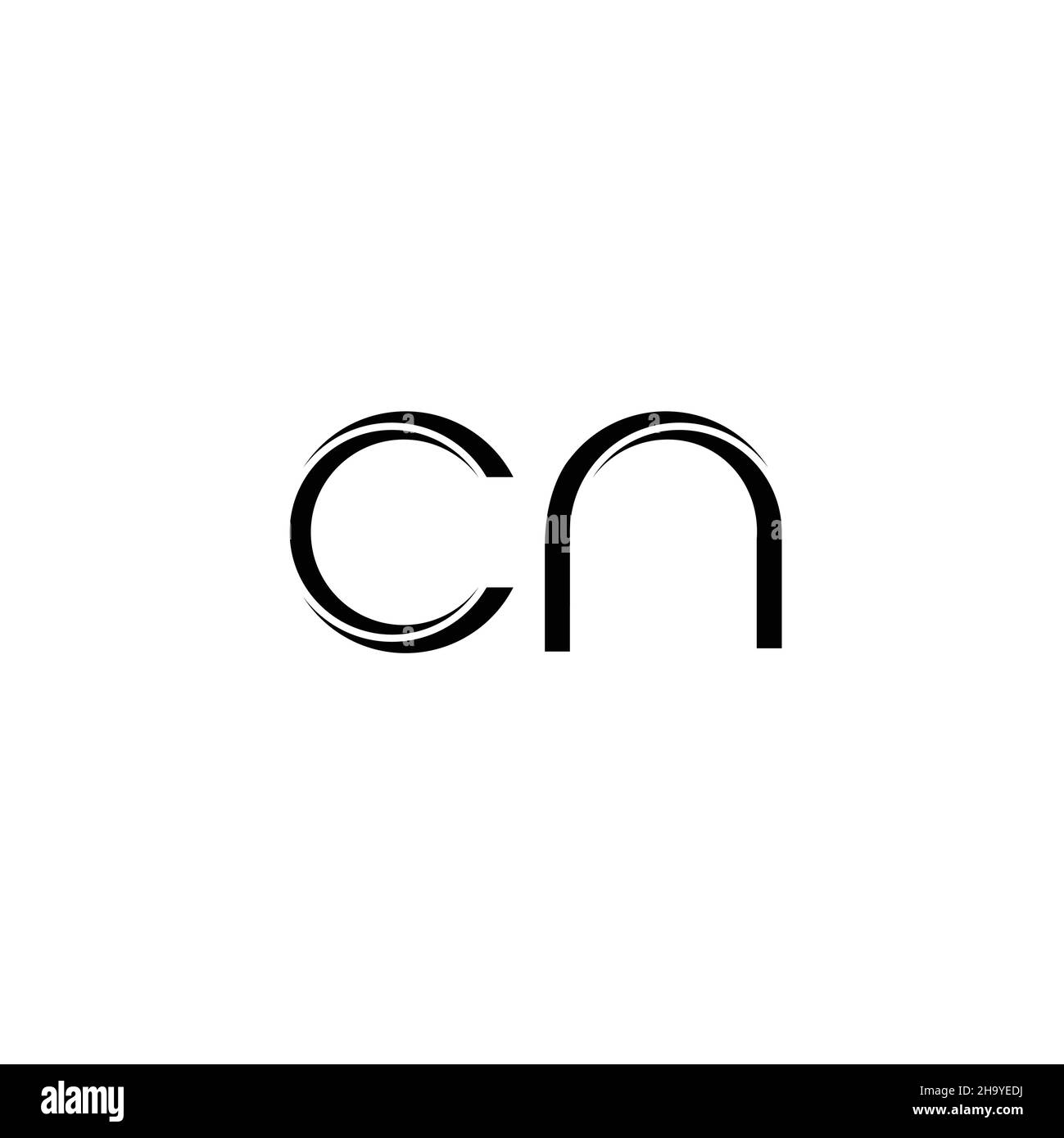 CN-Logo-Monogramm mit abgerundeter moderner Design-Vorlage auf weißem Hintergrund isoliert Stock Vektor