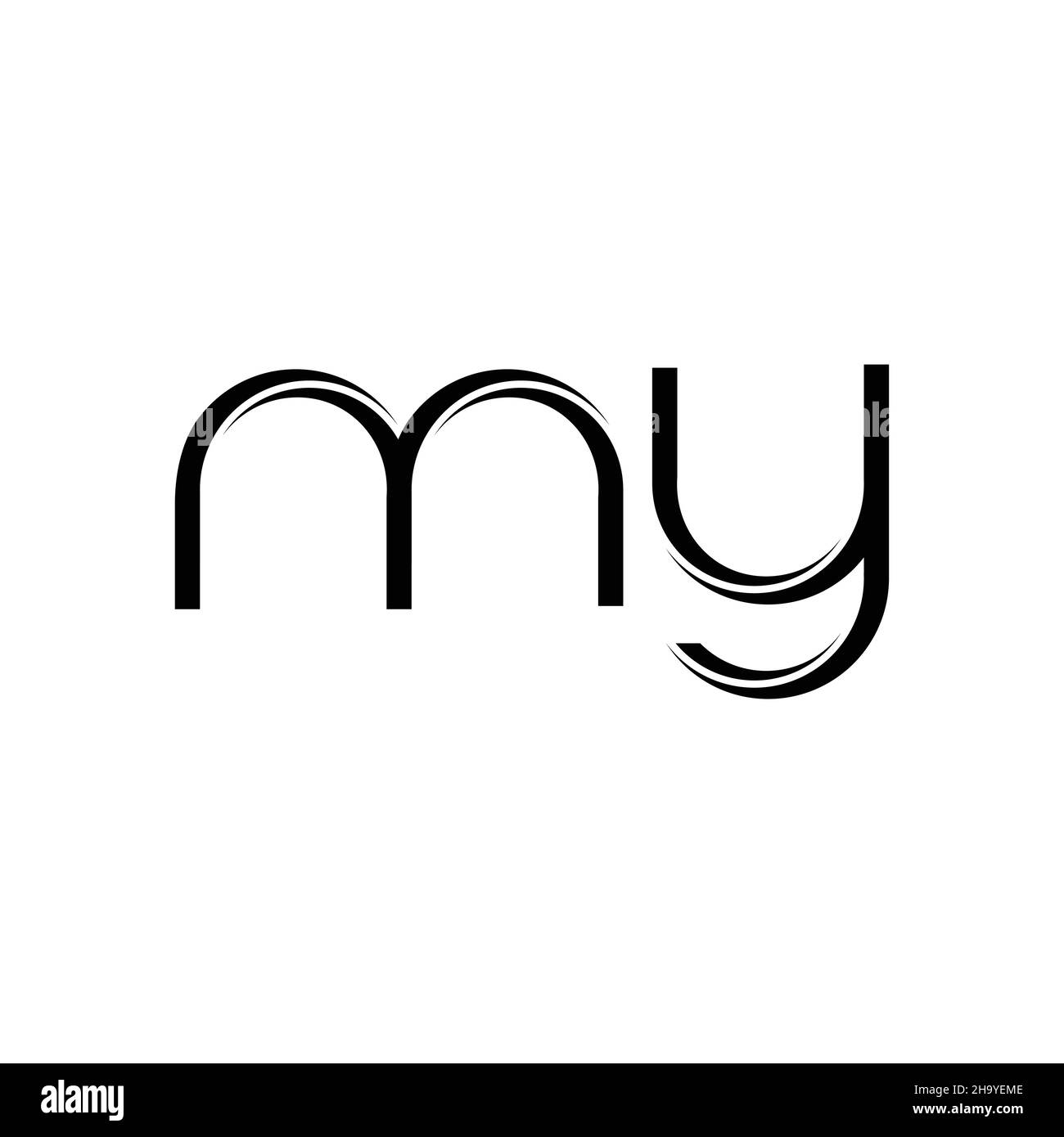 MEIN Logo-Monogramm mit abgerundeter moderner Design-Vorlage auf weißem Hintergrund isoliert Stock Vektor