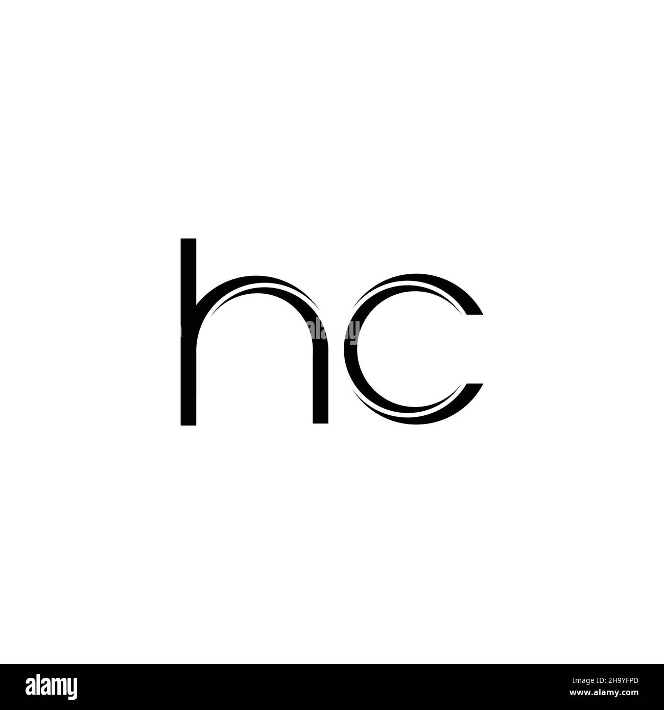 HC-Logo-Monogramm mit abgerundeter, moderner Design-Vorlage auf weißem Hintergrund isoliert Stock Vektor