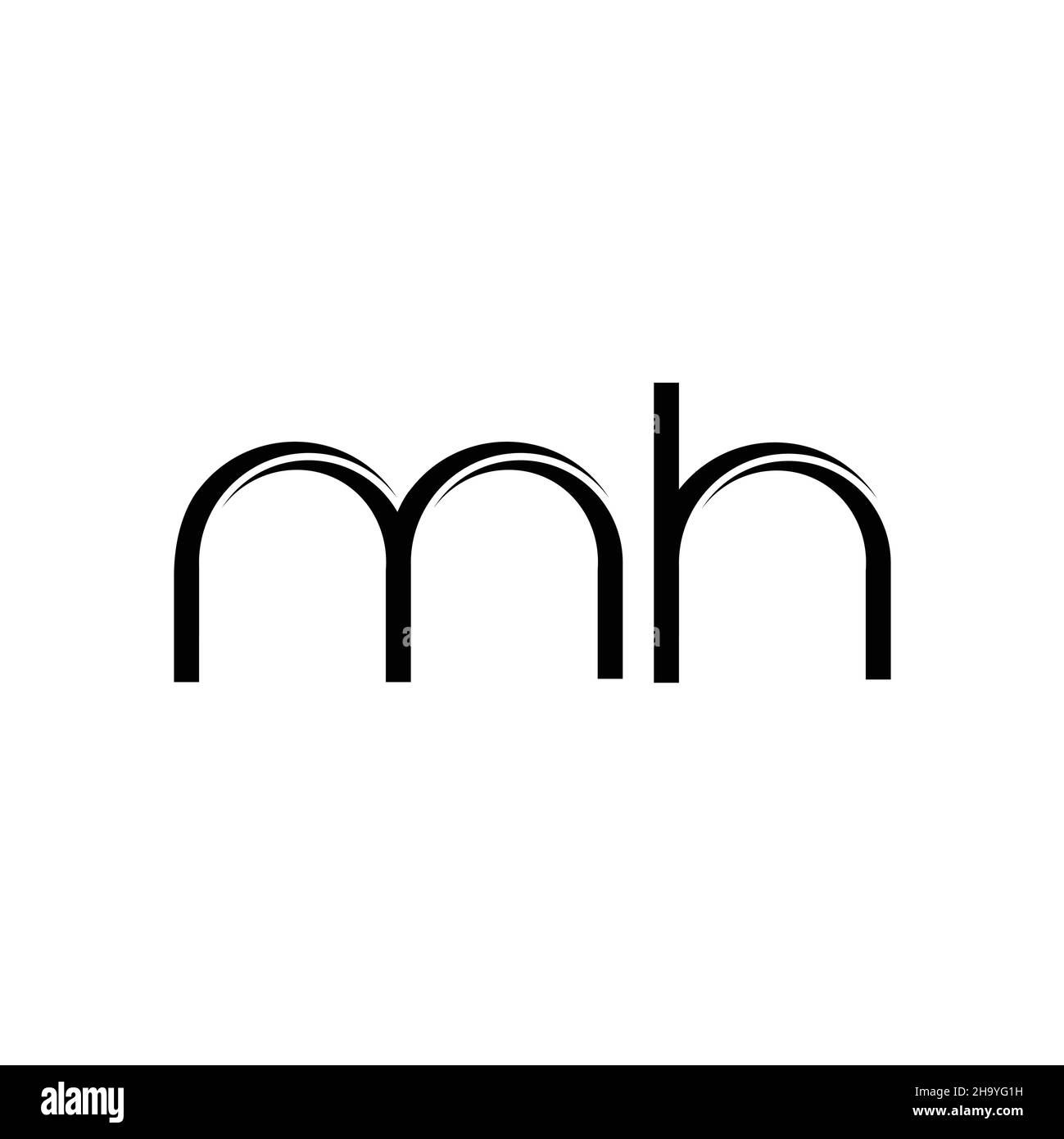 MH-Logo-Monogramm mit abgerundeter moderner Design-Vorlage auf weißem Hintergrund isoliert Stock Vektor