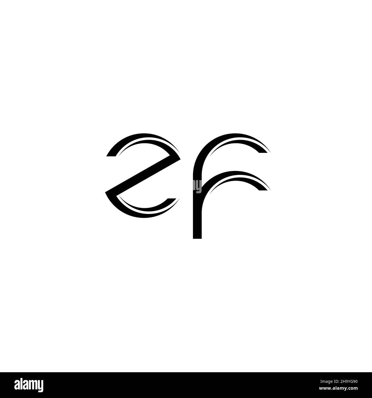 ZF-Logo-Monogramm mit abgerundeter moderner Design-Vorlage auf weißem Hintergrund isoliert Stock Vektor