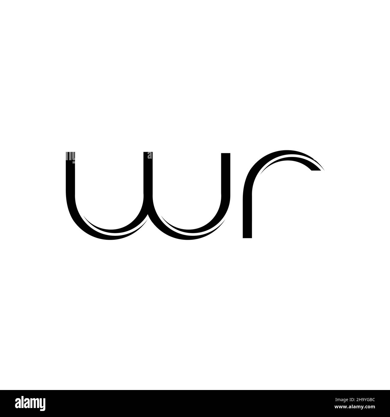 WR-Logo-Monogramm mit abgerundeter moderner Designvorlage auf weißem Hintergrund Stock Vektor