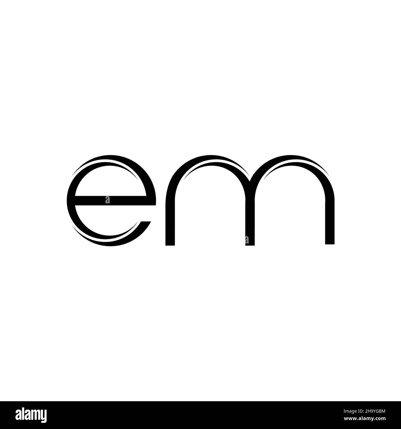 EM Logo-Monogramm mit abgerundeter moderner Design-Vorlage auf weißem Hintergrund isoliert Stock Vektor