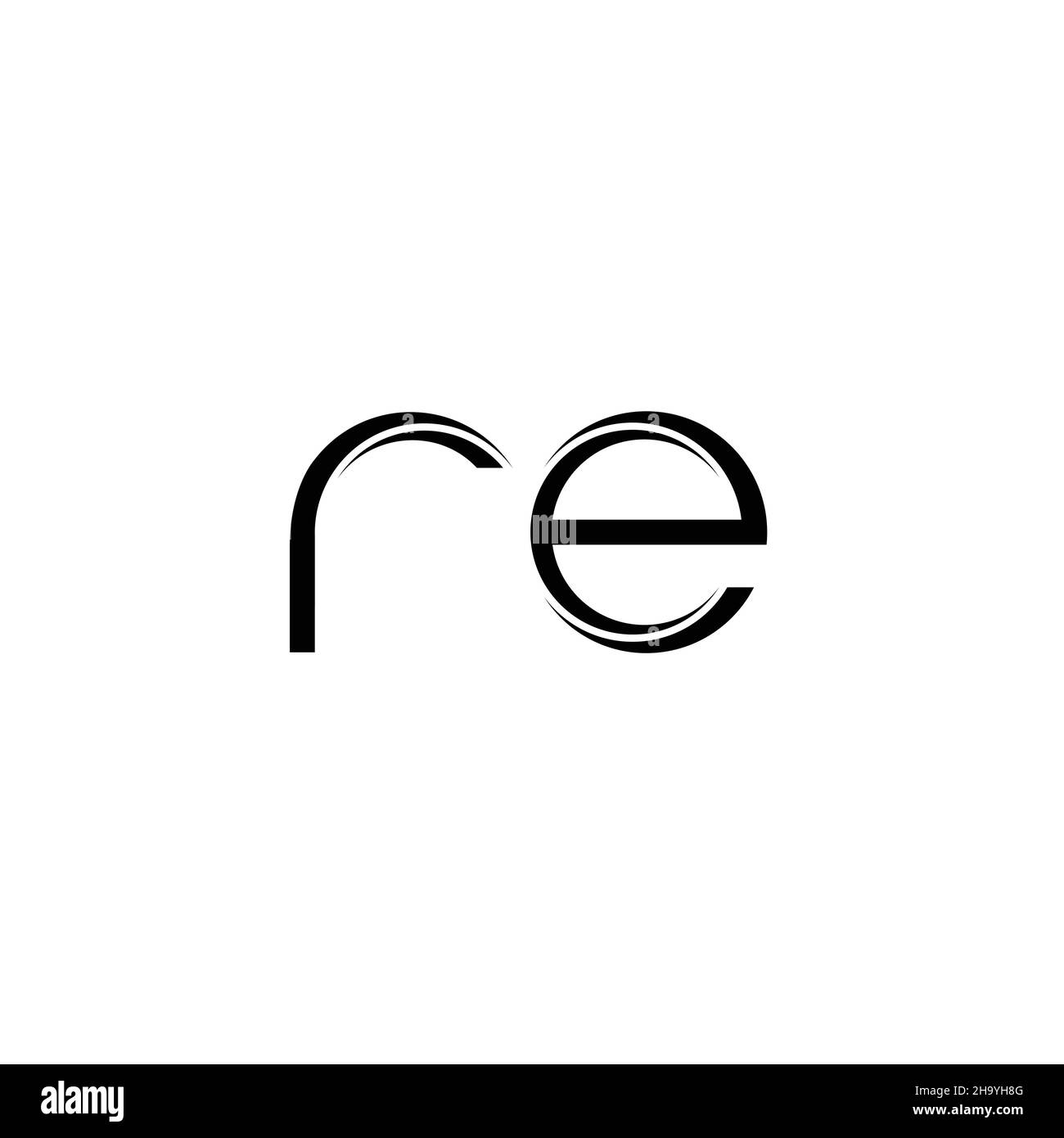 RE Logo-Monogramm mit abgerundeter moderner Design-Vorlage auf weißem Hintergrund isoliert Stock Vektor