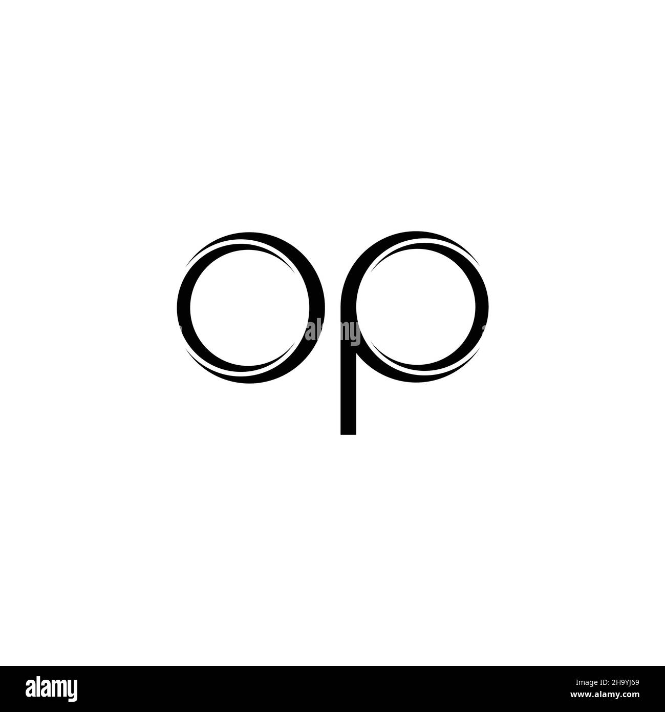 OP-Logo-Monogramm mit abgerundeter moderner Design-Vorlage auf weißem Hintergrund isoliert Stock Vektor