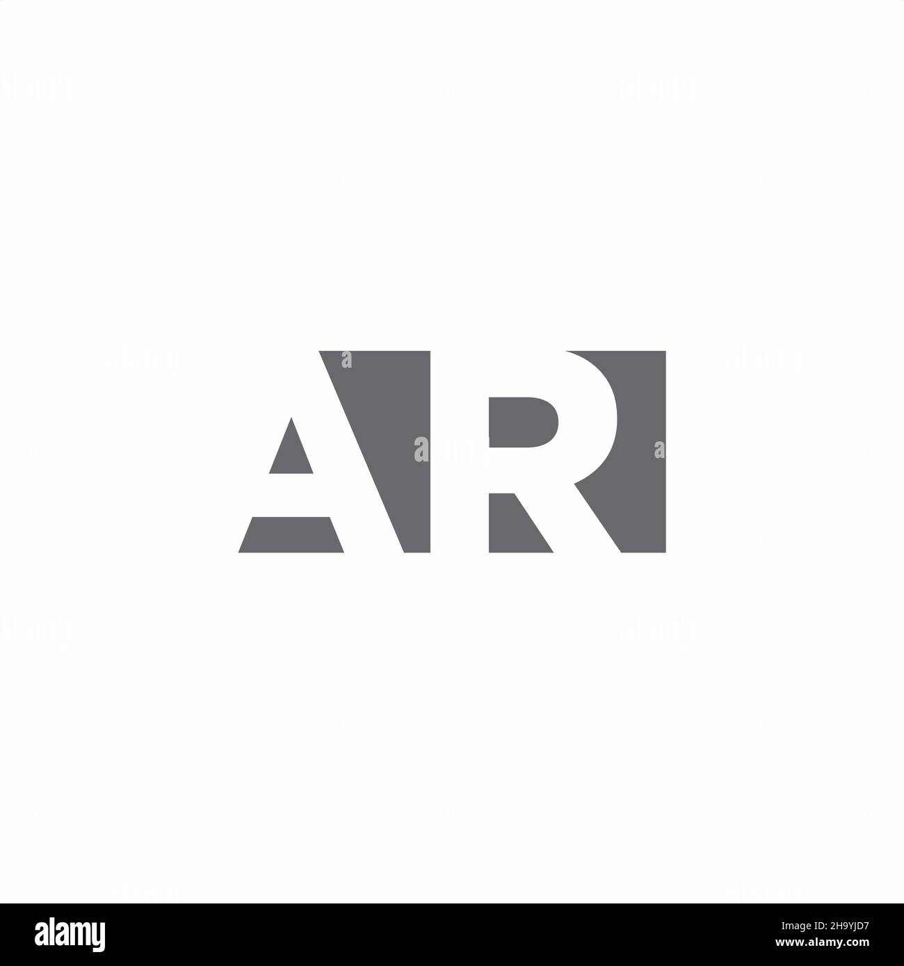 AR-Logo-Monogramm mit negativer Designvorlage im Raummstil, isoliert auf weißem Hintergrund Stock Vektor