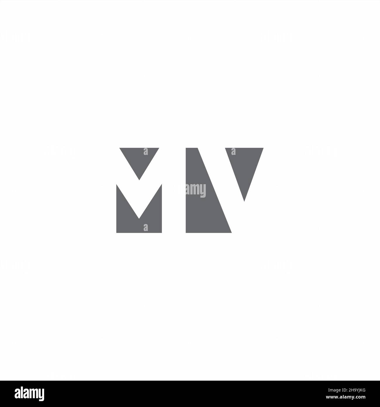 MV-Logo-Monogramm mit negativem Raum Stil Design-Vorlage isoliert auf weißem Hintergrund Stock Vektor