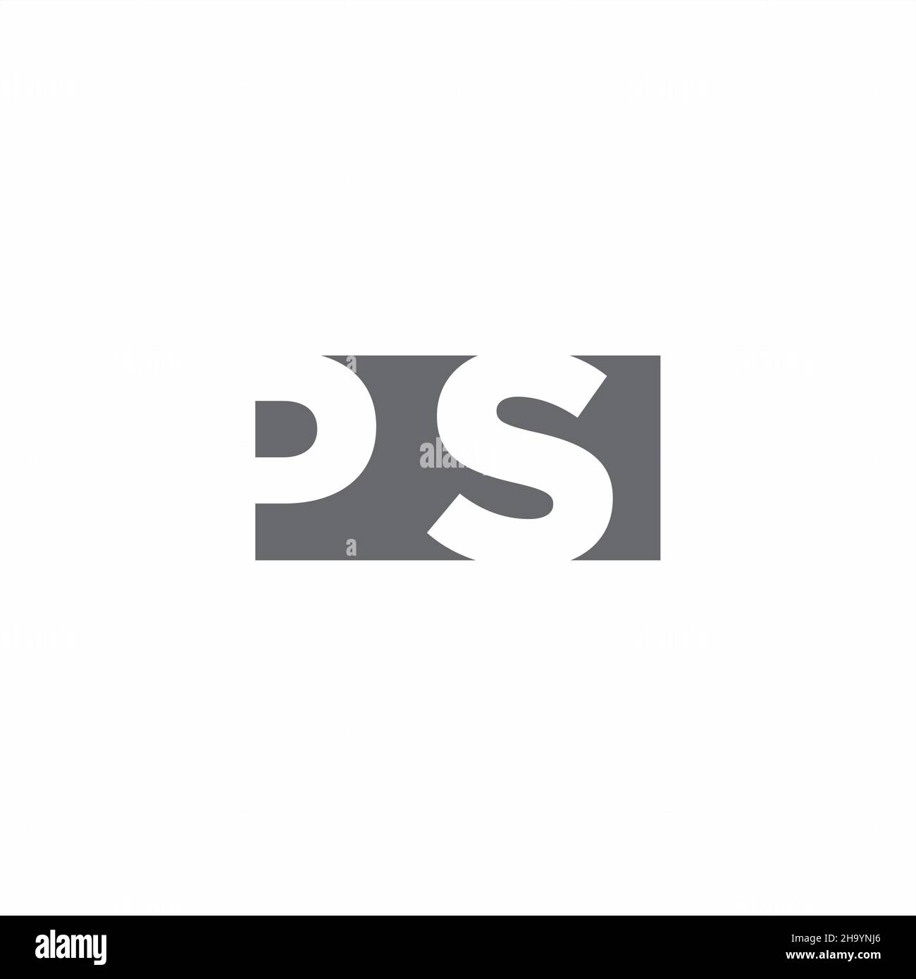 PS-Logo-Monogramm mit negativer Designvorlage im Space-Stil auf weißem Hintergrund isoliert Stock Vektor