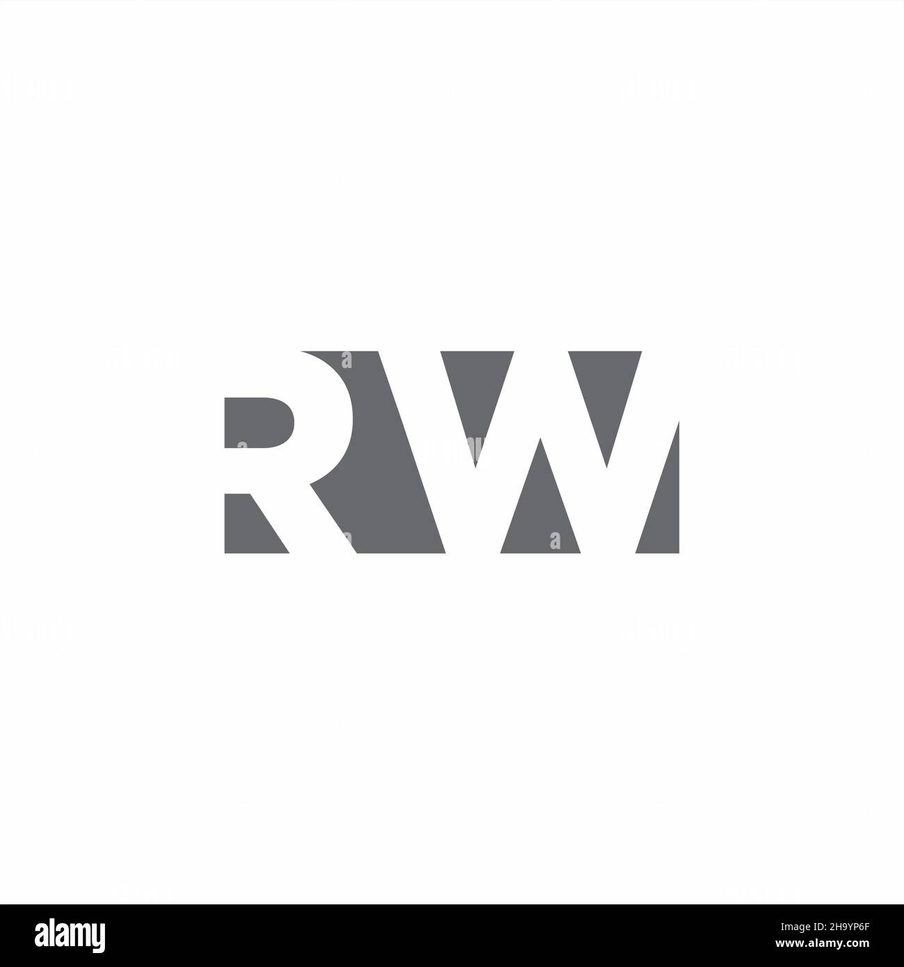 RW-Logo-Monogramm mit negativem Raum Stil Design-Vorlage isoliert auf weißem Hintergrund Stock Vektor