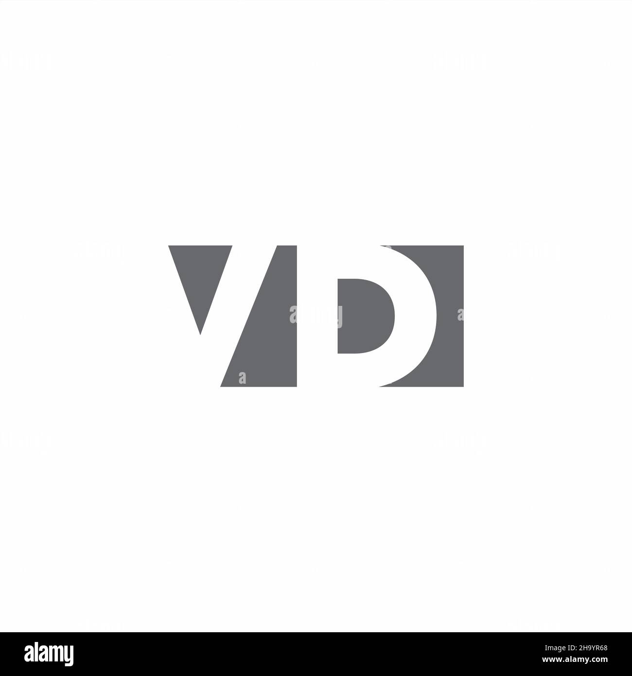 VD-Logo-Monogramm mit negativem Raummodium auf weißem Hintergrund isoliert Stock Vektor