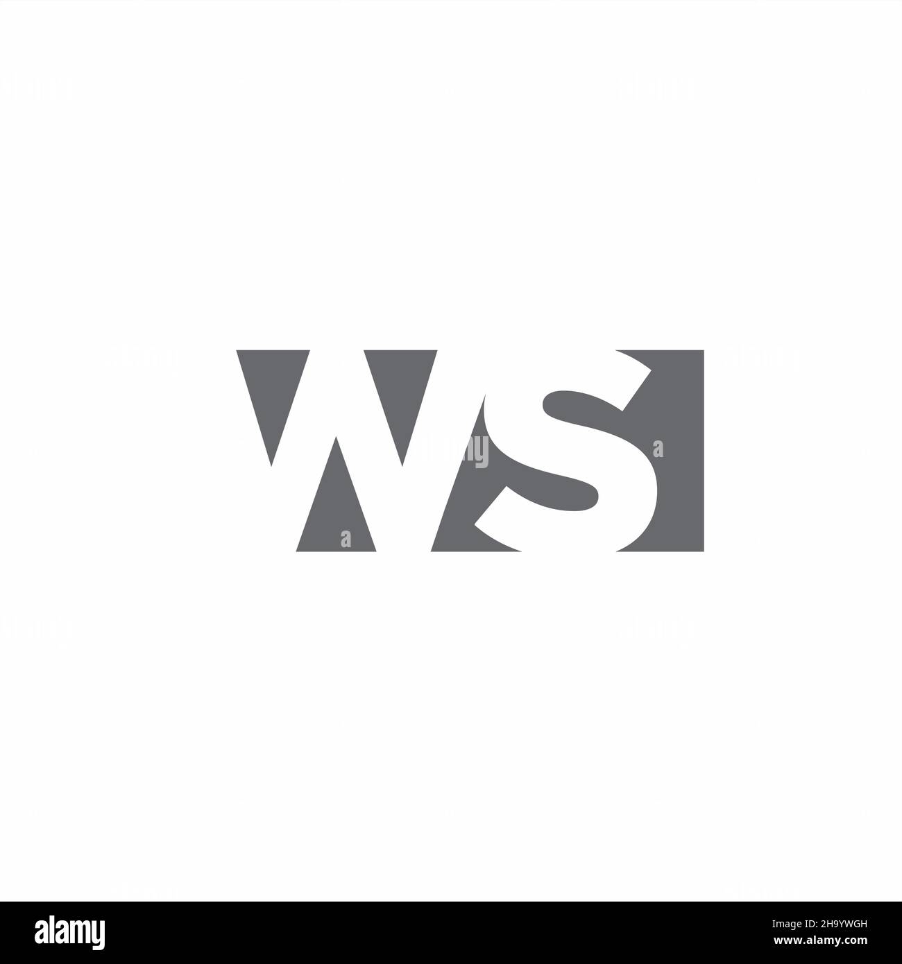 WS-Logo-Monogramm mit negativer Designvorlage im Raummstil, isoliert auf weißem Hintergrund Stock Vektor