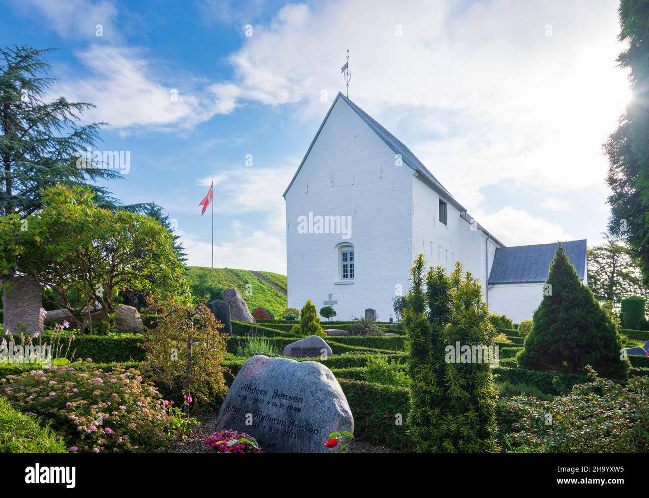 Vejle: kirche, Friedhof, Nort Mound, in Jelling, Jylland, Jütland, Dänemark Stockfoto