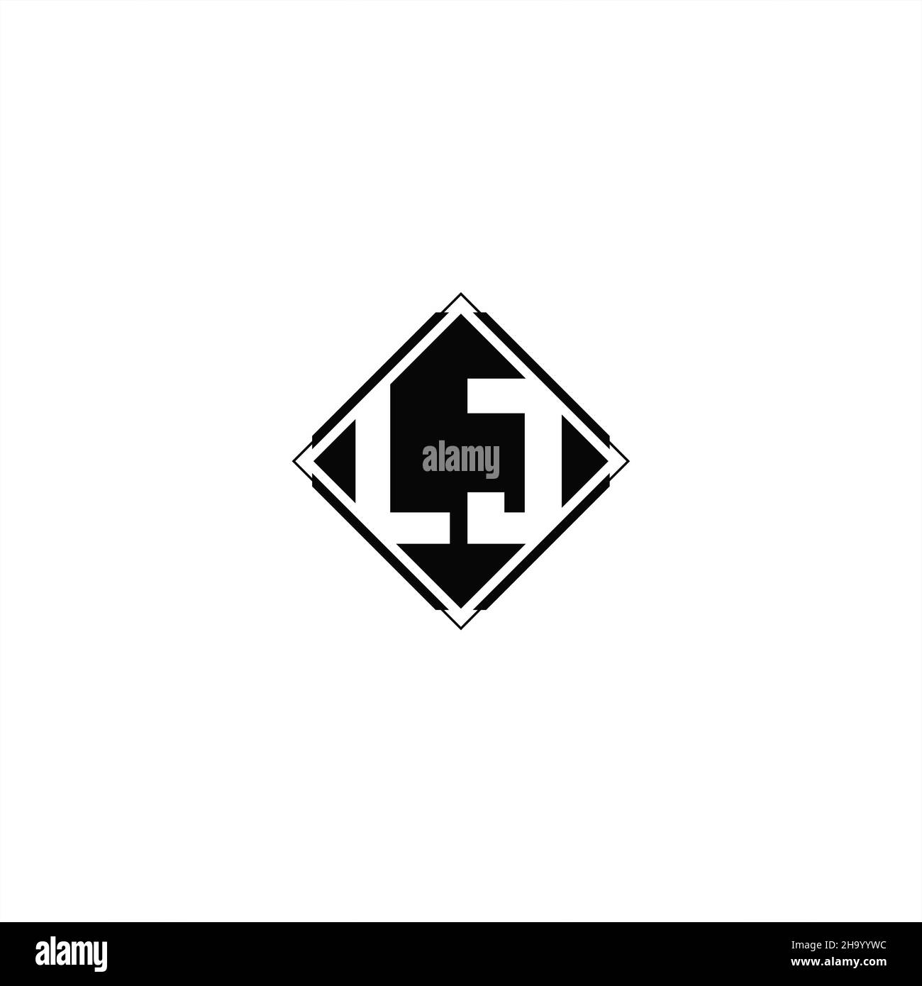 Monogram-Logo-Design mit quadratischer Rautenform isoliert auf schwarzem Hintergrund und weißem Hintergrund Stock Vektor